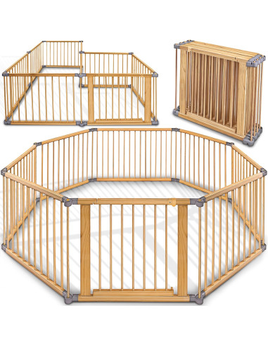 Enclos Chien en Bois Hauteur 70 cm Double sécurité Parc Chiot 8 Panneaux Modulable