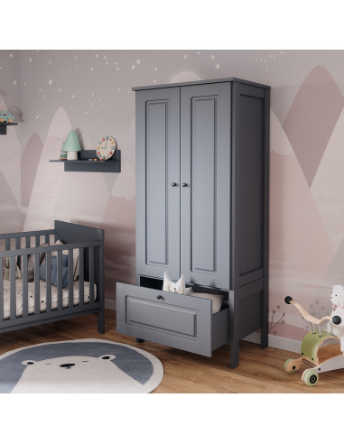 Armoire Enfant Grise 2 Portes 1 Tiroir Dressing Gris Armoire Chambre Moderne